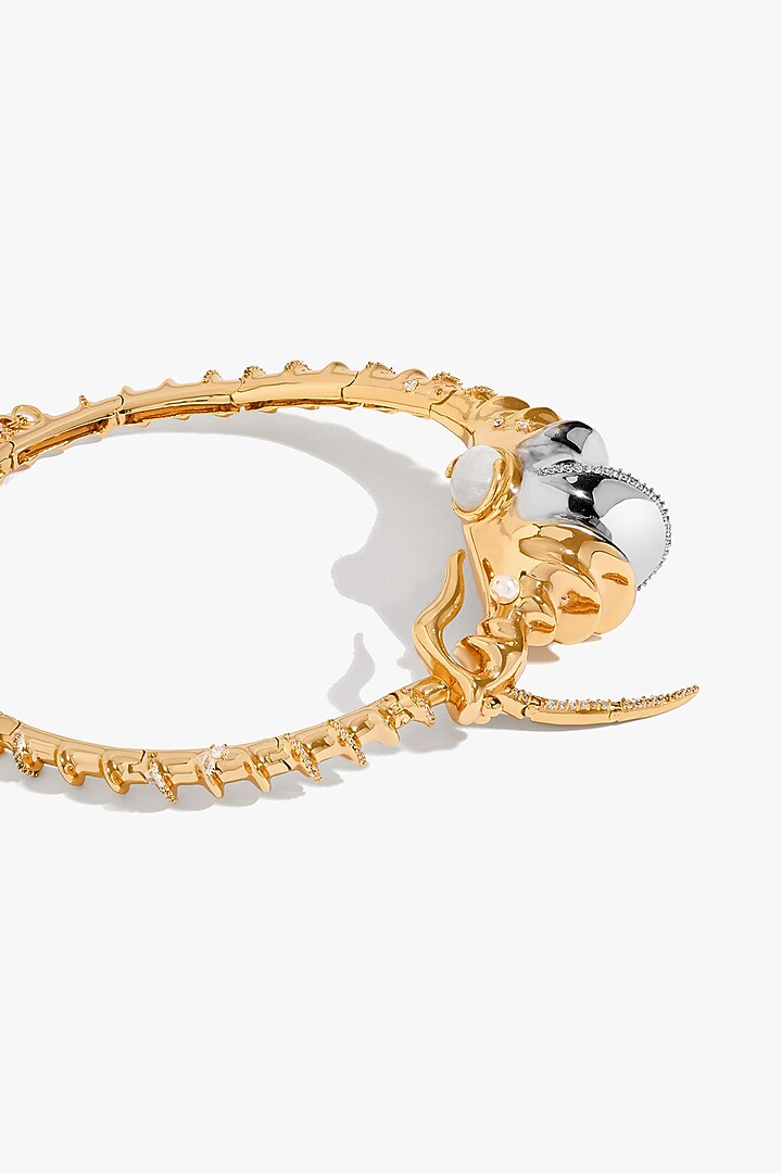 Two Tone Finish Swarovski Pearl & Cubic Zirconia Statement Collar Necklace by Outhouse at Pernia's Pop Up Shop