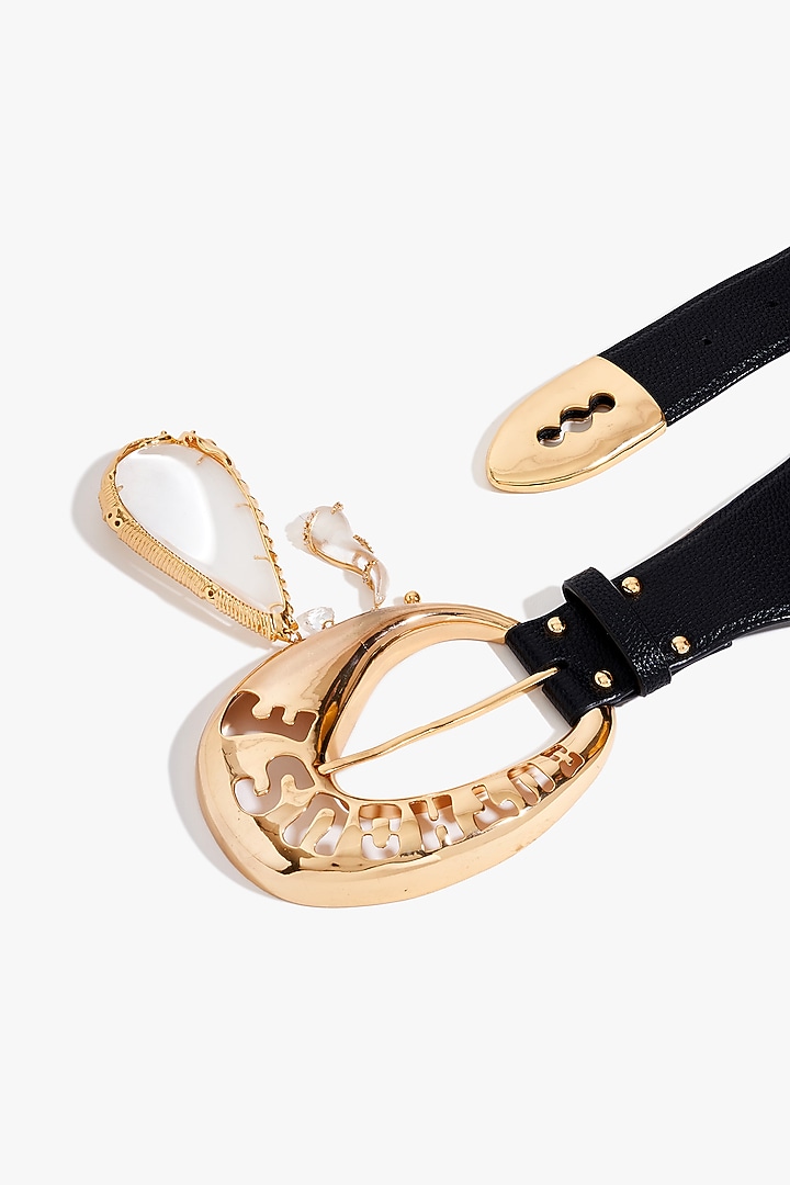 Gold Plated Vegan Leather Boss Belt by Outhouse at Pernia's Pop Up Shop