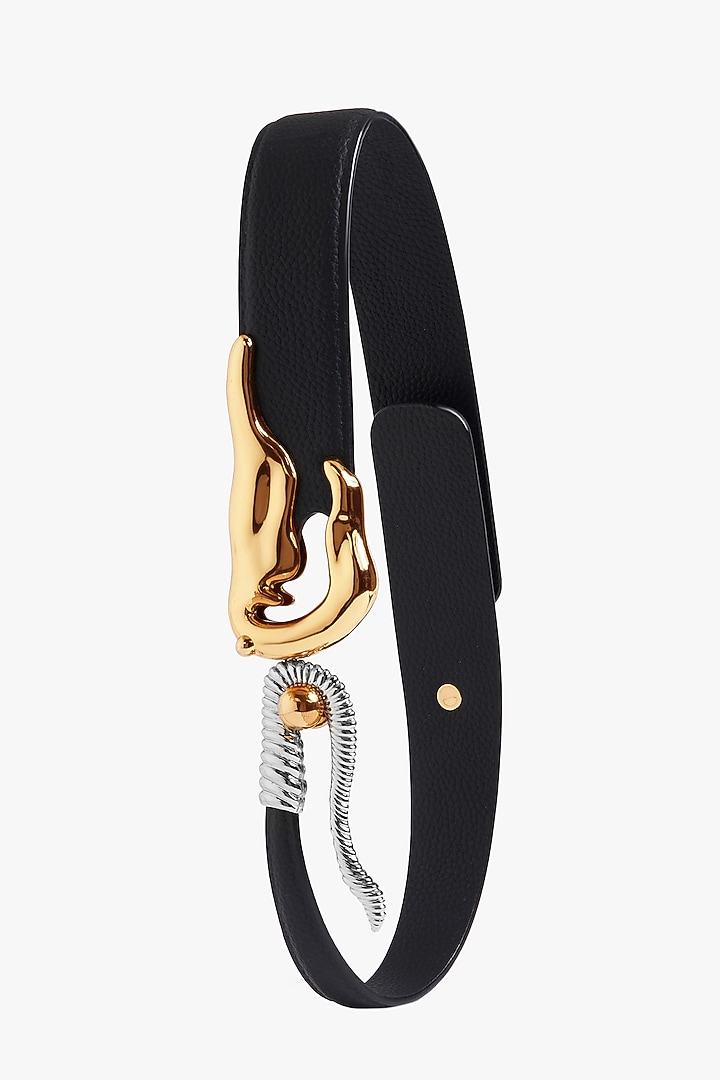 Gold Plated Vegan Leather Sigil Coil Belt by Outhouse at Pernia's Pop Up Shop