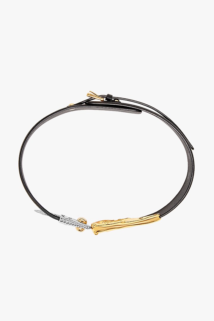 Gold Plated Vegan Leather Sigil Coil Belt by Outhouse at Pernia's Pop Up Shop