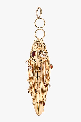Gold Brass Swarovski Crystal Pochette Bag by Outhouse