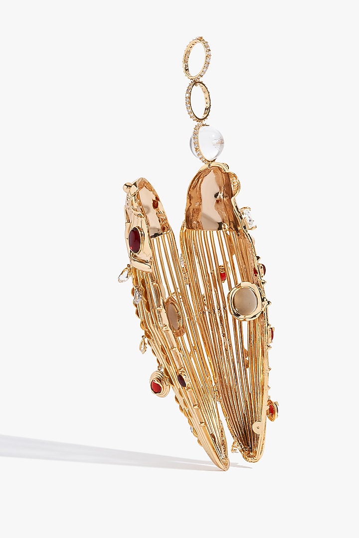Gold Brass Swarovski Crystal Pochette Bag by Outhouse at Pernia's Pop Up Shop