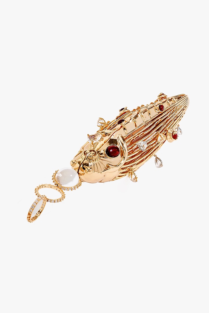 Gold Brass Swarovski Crystal Pochette Bag by Outhouse at Pernia's Pop Up Shop