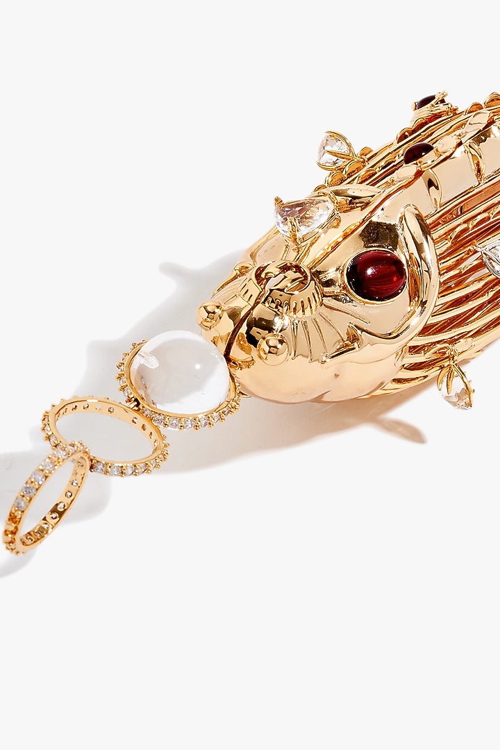 Gold Brass Swarovski Crystal Pochette Bag by Outhouse at Pernia's Pop Up Shop