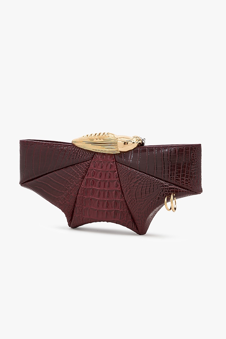 Maroon & Silver Vegan Leather Clutch by Outhouse at Pernia's Pop Up Shop