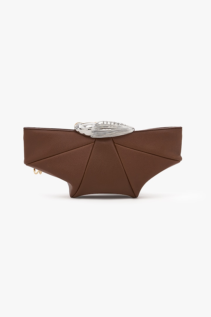 Brown & Gold Vegan Leather Clutch by Outhouse at Pernia's Pop Up Shop