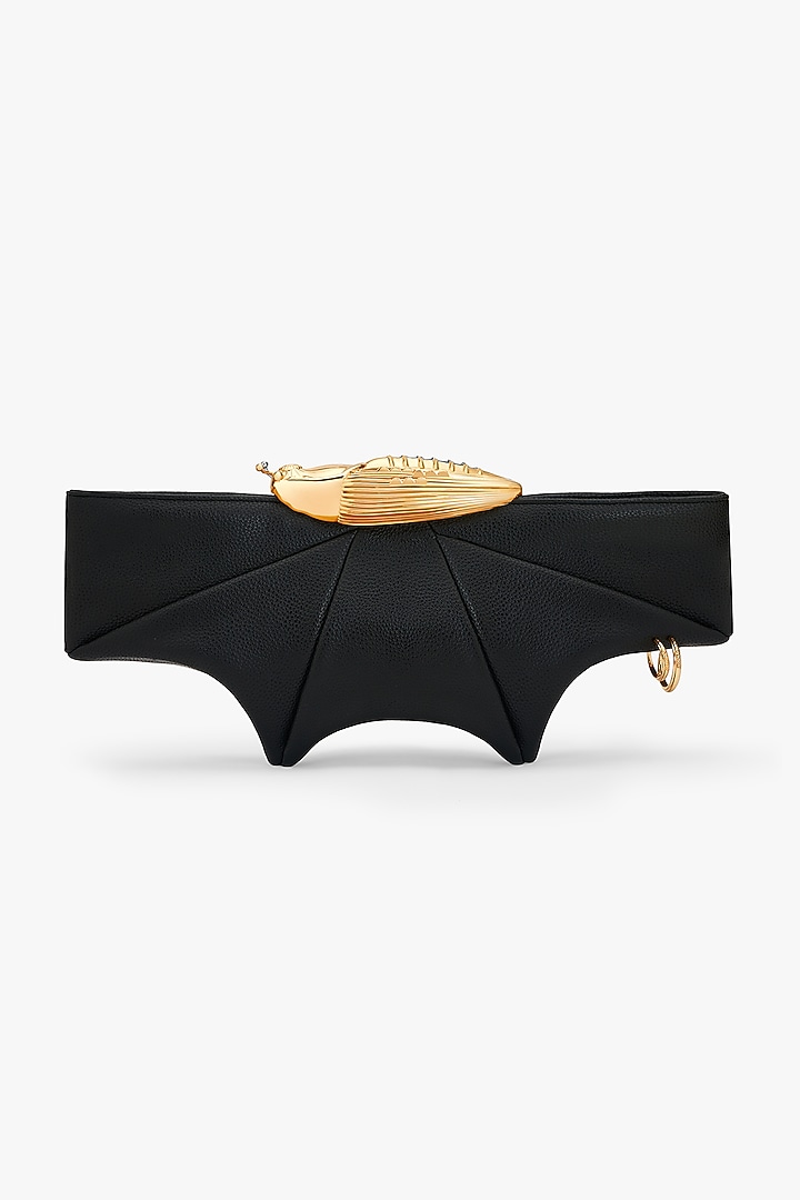 Black & Gold Vegan Leather Clutch by Outhouse at Pernia's Pop Up Shop