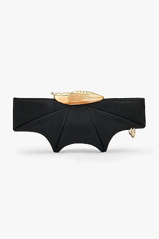 Black & Gold Vegan Leather Clutch by Outhouse