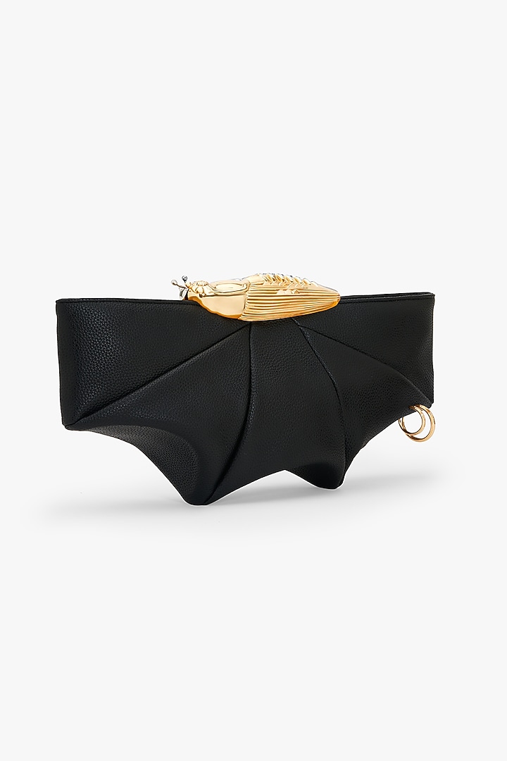 Black & Gold Vegan Leather Clutch by Outhouse at Pernia's Pop Up Shop