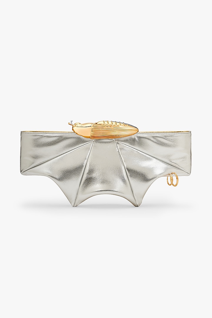 Gold & Silver Vegan Leather Clutch by Outhouse at Pernia's Pop Up Shop
