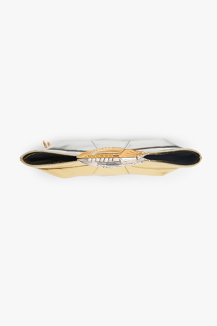 Gold & Silver Vegan Leather Clutch by Outhouse at Pernia's Pop Up Shop