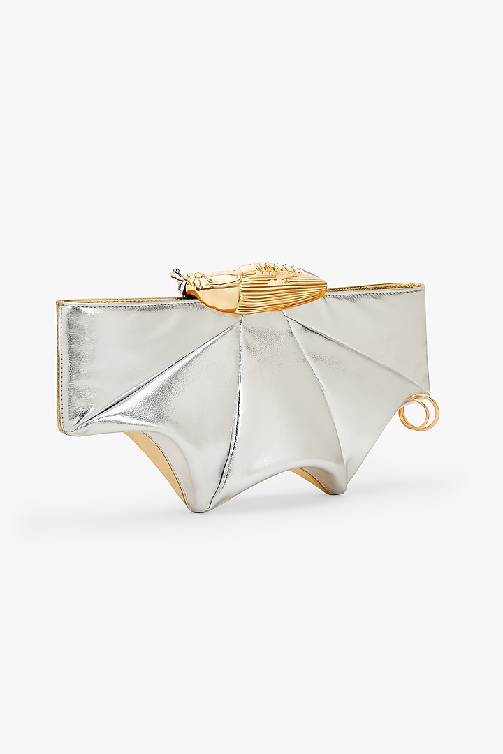 Gold & Silver Vegan Leather Clutch by Outhouse at Pernia's Pop Up Shop