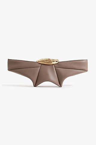 Taupe Grey & Silver Vegan Leather Clutch by Outhouse