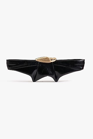 Black & Silver Vegan Leather Clutch by Outhouse