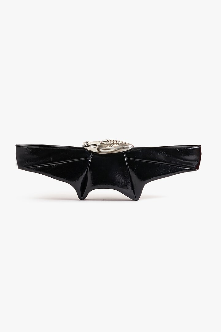 Black & Silver Vegan Leather Clutch by Outhouse at Pernia's Pop Up Shop