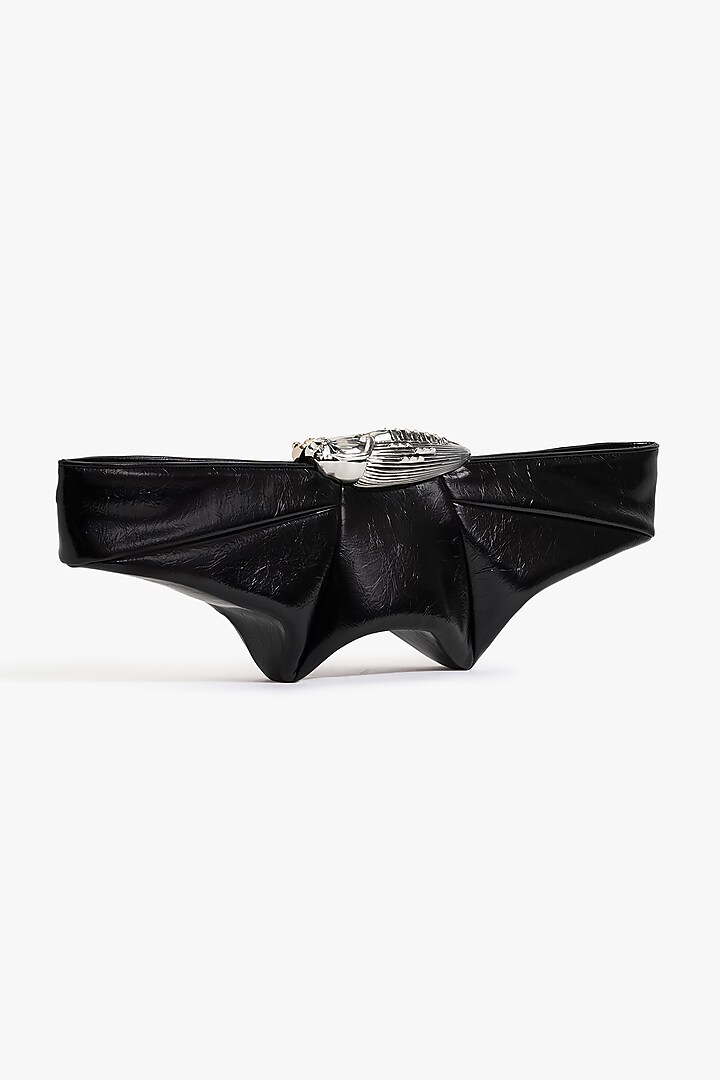 Black & Silver Vegan Leather Clutch by Outhouse at Pernia's Pop Up Shop