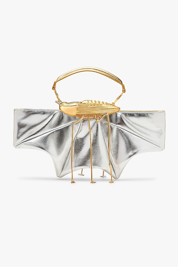 Gold & Silver Vegan Leather Clutch by Outhouse at Pernia's Pop Up Shop