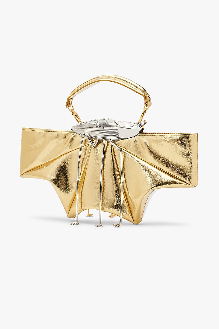 Gold & Silver Vegan Leather Clutch by Outhouse at Pernia's Pop Up Shop