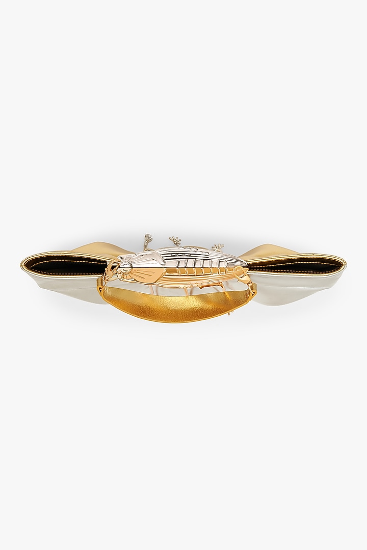 Gold & Silver Vegan Leather Clutch by Outhouse at Pernia's Pop Up Shop