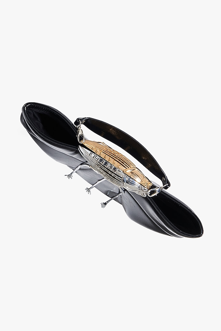 Cosmos Black & Silver Vegan Leather Clutch by Outhouse at Pernia's Pop Up Shop