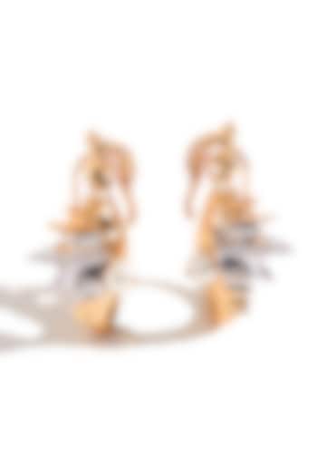 Two Tone Finish Cubic Zirconia & Swarovski Pearl Hoop Earrings by Outhouse at Pernia's Pop Up Shop