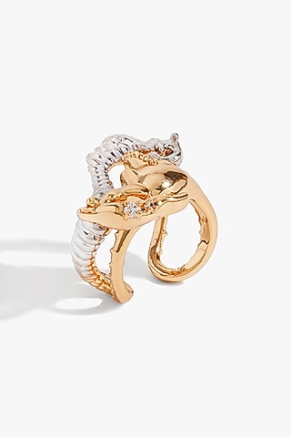 Two Tone Finish Mirror Arc Ring by Outhouse
