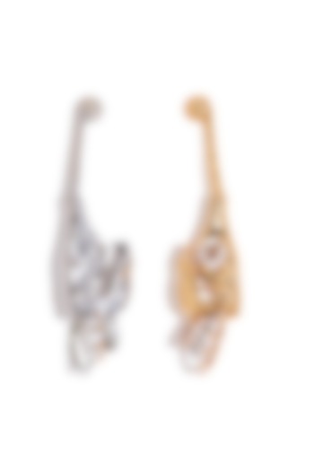 Two Tone Finish Cubic Zirconia Stud Earrings by Outhouse at Pernia's Pop Up Shop