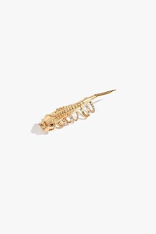 Two Tone Finish Cubic Zirconia Nail Ring by Outhouse