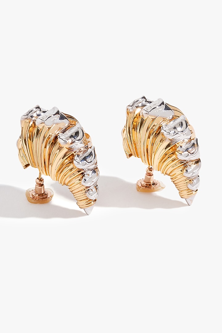Two Tone Finish Shell Stud Earrings by Outhouse at Pernia's Pop Up Shop