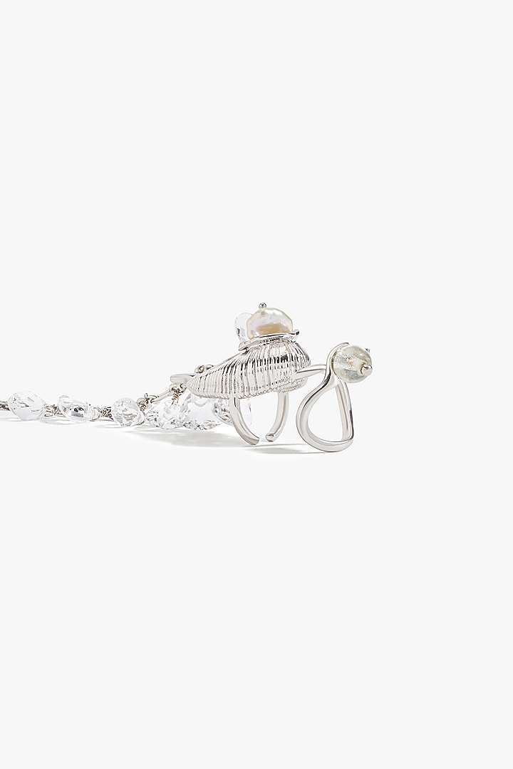 Silver Rhodium Plated Swarovski Crystal Nail Ring by Outhouse at Pernia's Pop Up Shop