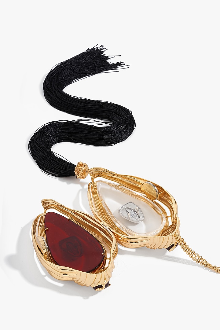 Two Tone Finish Onyx Cabochon Handcrafted Bag by Outhouse at Pernia's Pop Up Shop