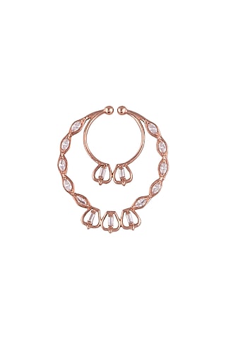 Matte Rose Gold Plated Zirconia Stone Nose Pin by Outhouse