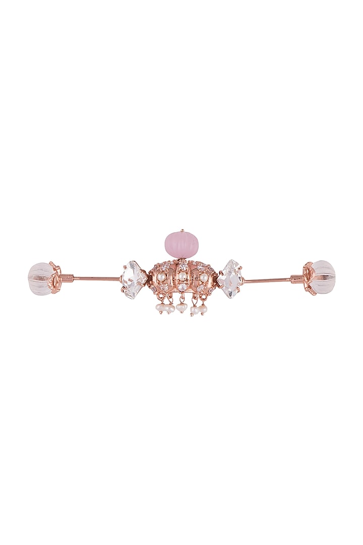 Matte Rose Gold Plated Pearl, Crystal & Stone Collar Pin by Outhouse