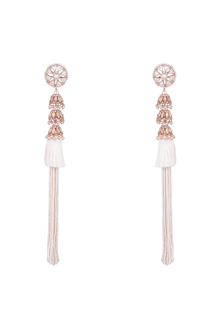 Matte Rose Gold Plated Long Earrings by Outhouse