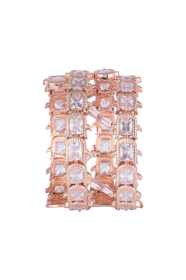 Matte Rose Gold Plated Cluster Rose Cuff by Outhouse