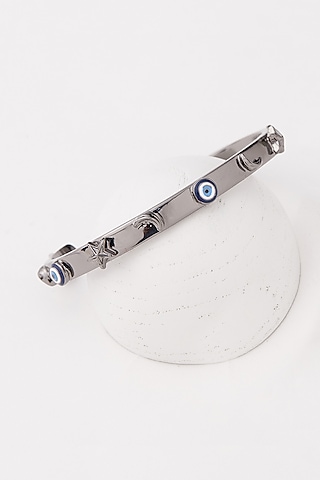 White Finish Evil Eye Charm Bangle by Outhouse