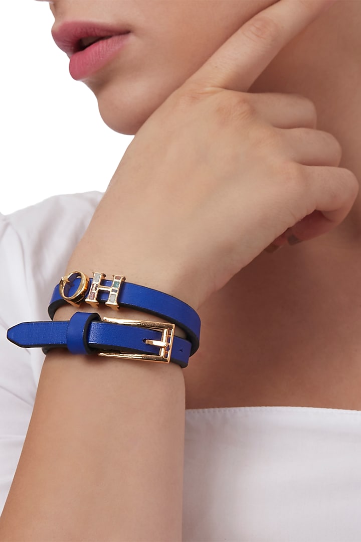 Gold Plated Leather OH Bracelet by Outhouse at Pernia's Pop Up Shop