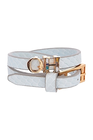 Gold Plated Leather Wrap OH Bracelet by Outhouse