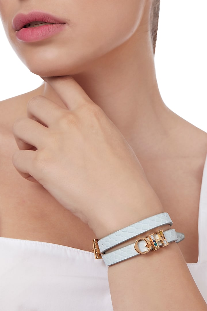 Gold Plated Leather Wrap OH Bracelet by Outhouse at Pernia's Pop Up Shop