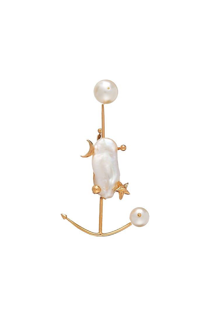 Gold Plated Baroque Pearl Ring by Outhouse