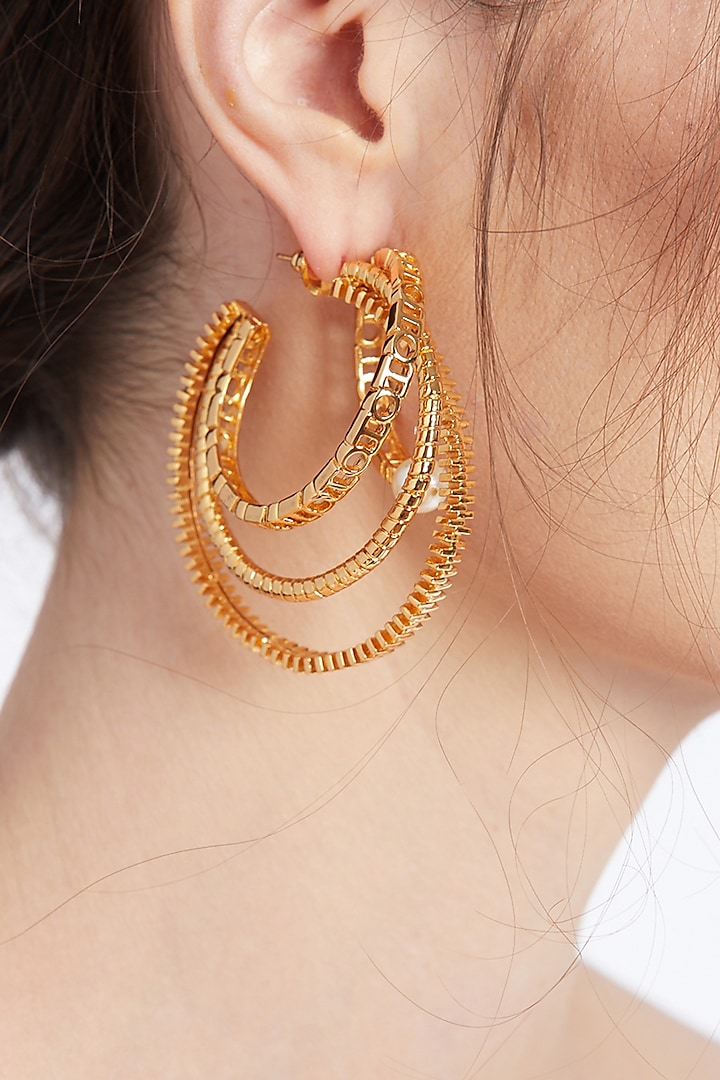 Gold Plated Twisted Hoop Earrings by Outhouse