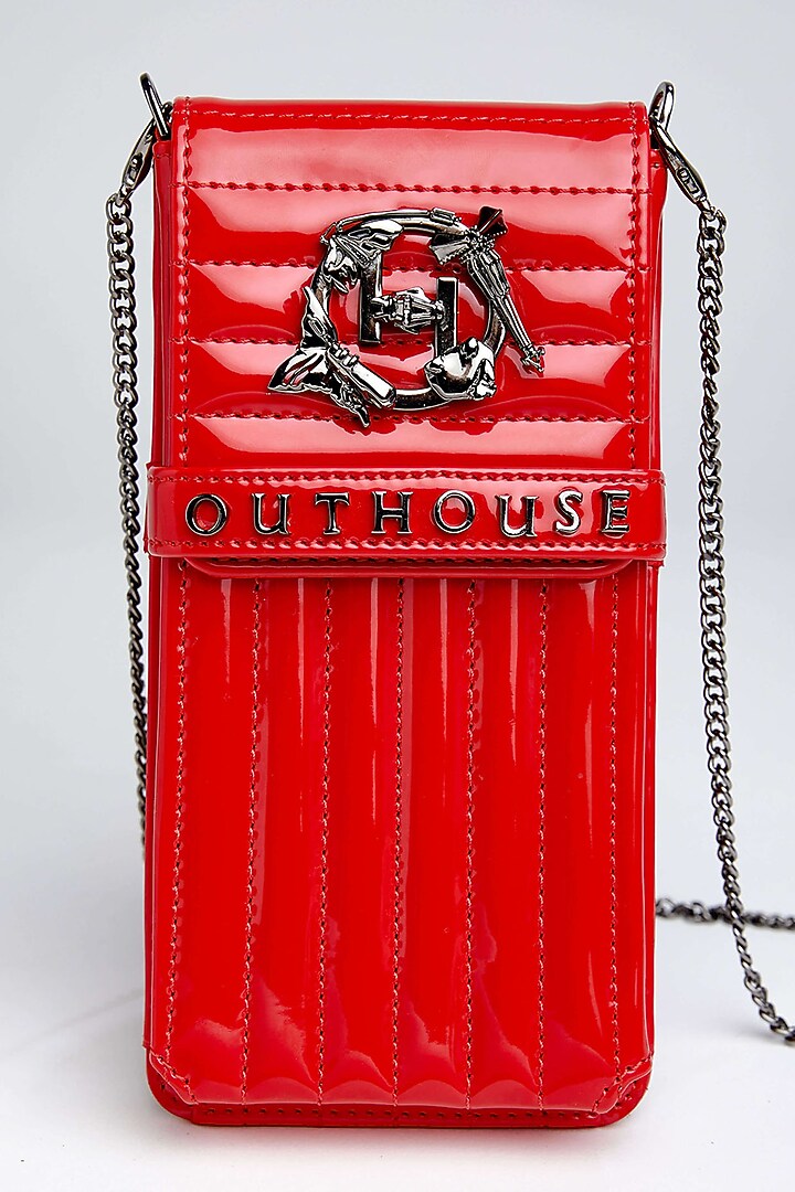 Red Handcrafted Phone Bag by Outhouse at Pernia's Pop Up Shop