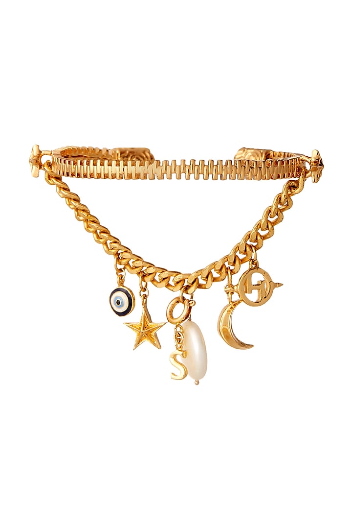Gold Plated Handcrafted Pearl Motifs Bracelet by Outhouse