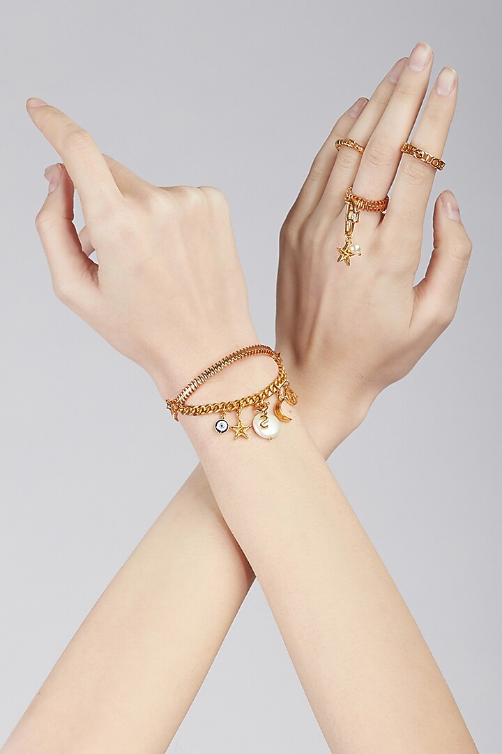 Gold Plated Handcrafted Pearl Motifs Bracelet by Outhouse at Pernia's Pop Up Shop