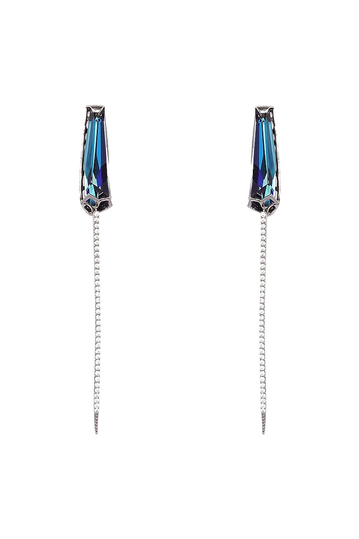 Gunmetal Finish Swarovski Crystals Handcrafted Earings by Outhouse at Pernia's Pop Up Shop