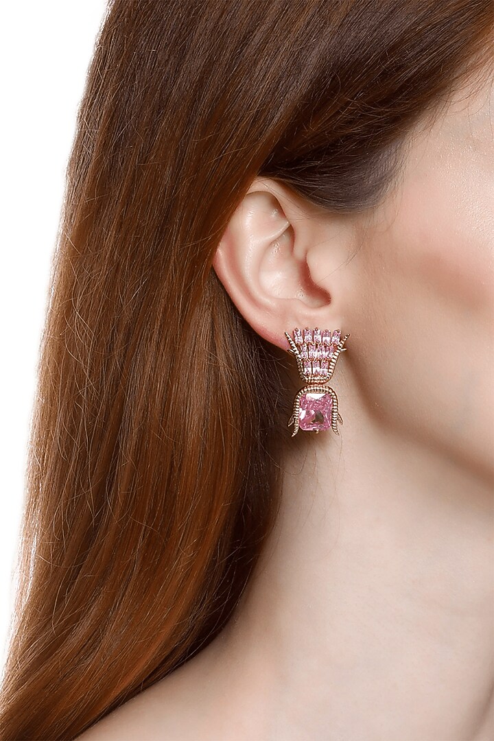 Rose Gold Plated Handcrafted Stud Earnings by Outhouse at Pernia's Pop Up Shop