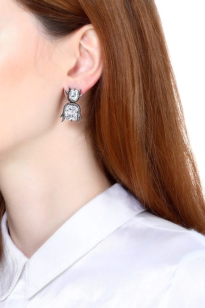 Gunmetal Finish Handcrafted Cluster Stud Earnings by Outhouse at Pernia's Pop Up Shop