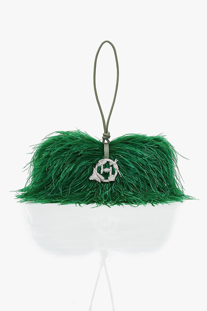 Amazon Green Vegan Leather Applique Hand Work Midi Bag by Outhouse at Pernia's Pop Up Shop