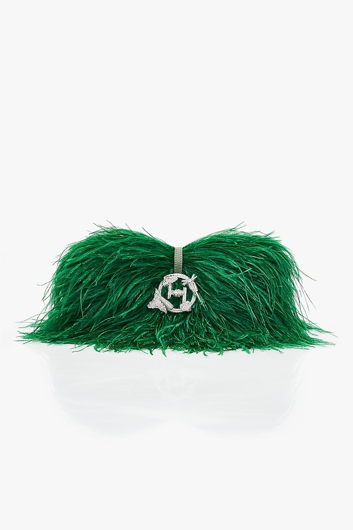 Amazon Green Vegan Leather Applique Hand Work Midi Bag by Outhouse at Pernia's Pop Up Shop
