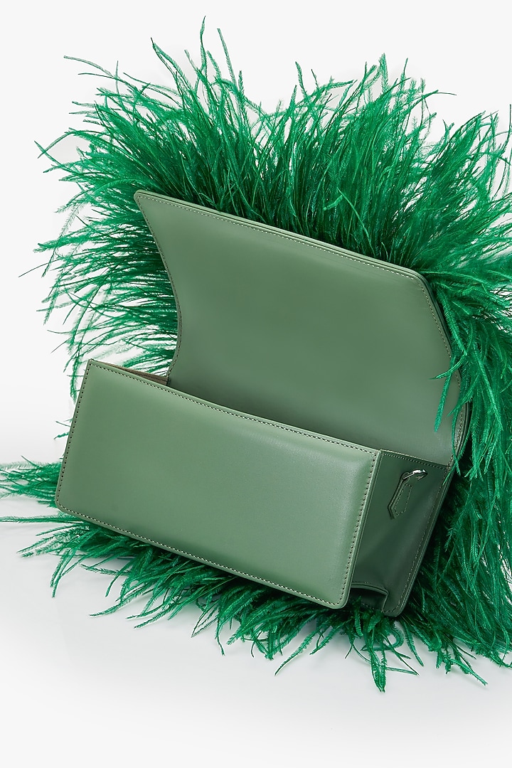Amazon Green Vegan Leather Applique Hand Work Midi Bag by Outhouse at Pernia's Pop Up Shop